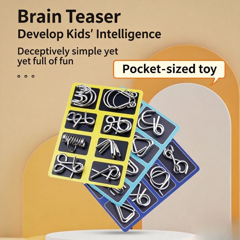 Board Game Idea - 8 Pieces Metal Puzzle Set Classic
