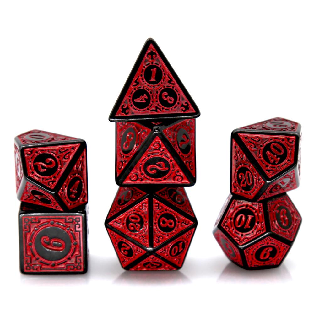 Board Game Pandemic - 7Pcs Black Red Acrylic Polyhedral Dice