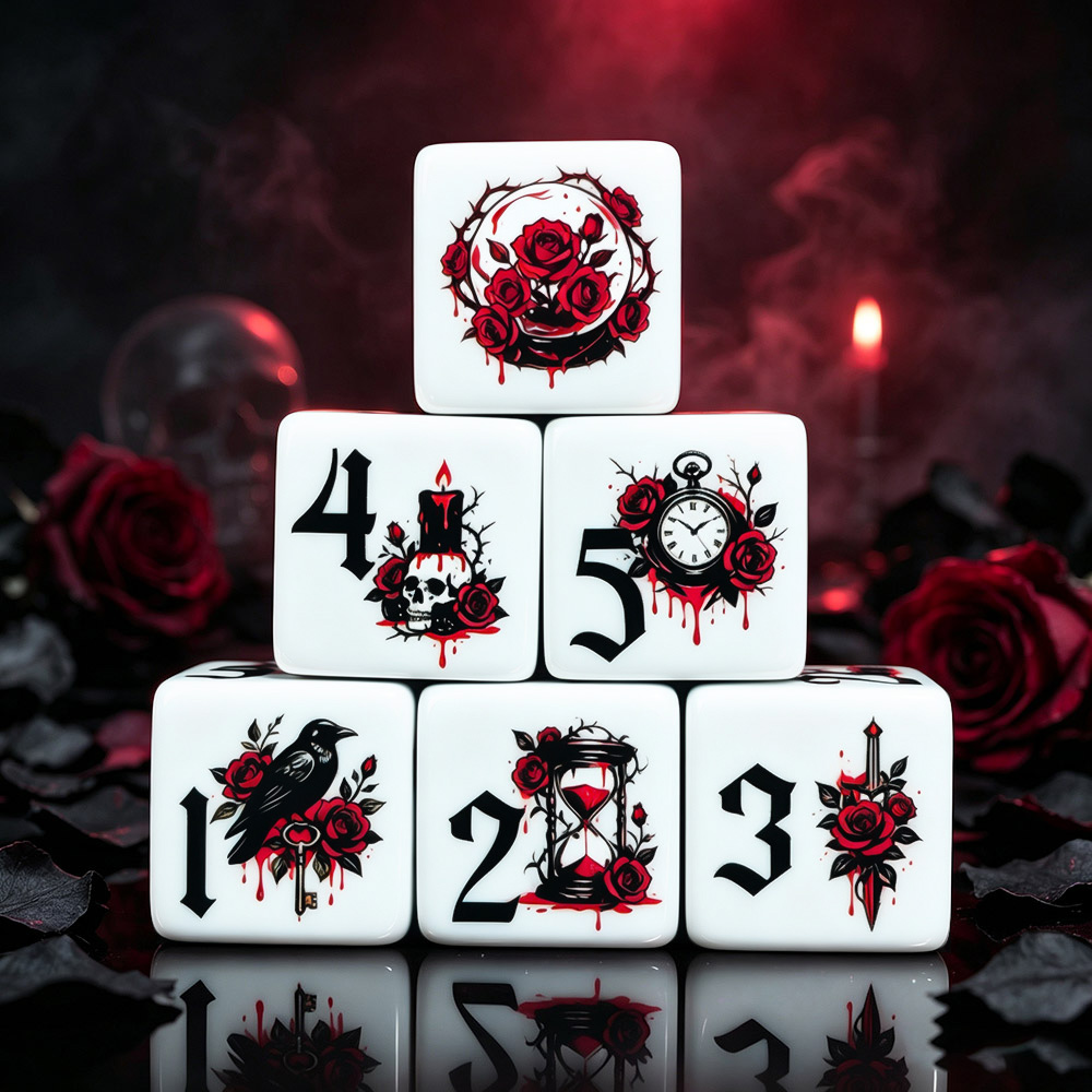 12Pcs Gothic Rose 16MM Printed - Board Game Live 评论和价格