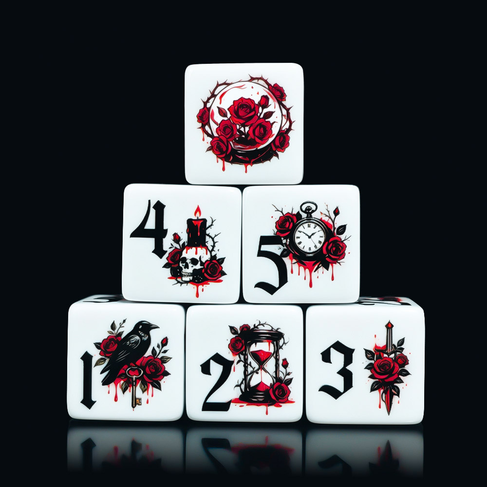 12Pcs Gothic Rose 16MM Printed - Board Game Live 评论和价格