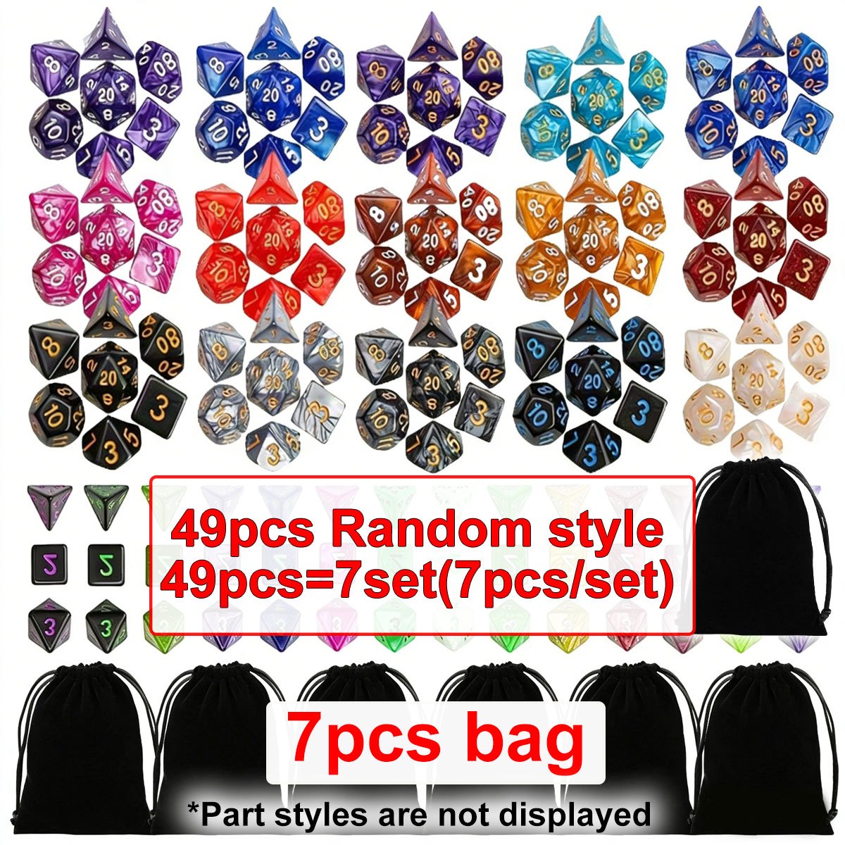 49Pcs Polyhedral Dice Bundle W - Board Game Pandemic 评论和价格